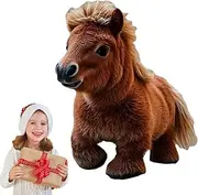 Realistic Robot Pony, New Pony Short Plush Doll, My Realistic Robot Pony, Can Walk, Bark and Wag Its Tail, Acts Like a Real, Children's Interactive Electronic Pony Toy Brown