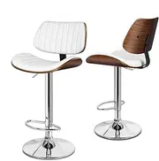 ALFORDSON 2X Bar Stool, Adjustable Kitchen Stool, Swivel Counter Barstool, Wooden Dining Chair in 63-83cm Seat Height with Anti-Slip Floor Protector for Home Bar Dining Room, Lizzy White