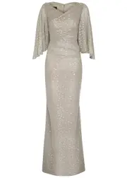 Talbot Runhof Silver Metallic-weave Plissé Gown - 8 8