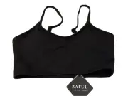 Zaful Women Ribbed Crop Top Adjustable Strap Built In Bra Removable Pads Size 4