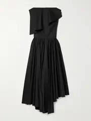 Salon 1884 - + Net Sustain Evanne Asymmetric Pleated Cotton-poplin Midi Dress - Black - FR 40