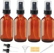 LANBEAUTIFY 4 oz Amber Glass Spray Bottles - Small Empty Fine Mist Spray Bottle for Essential Oil,Face - Mini Dark Spray Bottles with,Included 6 Sprinkler, 1Funnels,1 Droppers, 4 Labels