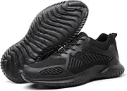 [WCXTY] Steel Toe Boots for Men,Casual Lightweight Steel Toe Sneakers for Men,Comfortable Breathable Safety Toe Shoes for Men,Slip Resistant/Anti-Puncture (Color : Black, Size : 5)