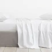Sheridan Washed Linen Cotton Flat Sheet - in White