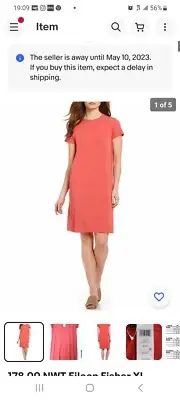 NWT EILEEN FISHER mimos viscose jersey round neck shirt dress size XS/P