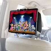 Macally Tablet Holder for Car Headrest for Happy Kids - (Upgraded) iPad Car Holder Back Seat Mount Strap - Rear Facing Head Rest iPad Holder for Car Backseat with Adjustable Case Angles