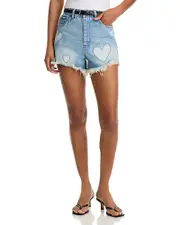 Blanknyc High Rise Reeve Patchwork Denim Shorts in From The Heart