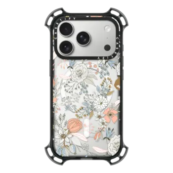 iPhone 17 Pro Bounce Case MagSafe Compatible Abstract modern coral white pastel rustic floral
