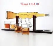 Unique Whiskey Decanter Set Pistol Ak 47 Glass Crystal Bottle Display Dispenser