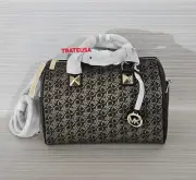NWT Michael Kors Grayson Medium Metallic Empire Monogram Satchel Black Gold $298