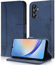 [AsWant] Mobile Phone Case for Samsung Galaxy A34 5G Leather Case Magnetic Case Book Premium PU Samsung Galaxy A34 Case Wallet Flip Case Protective Cover for Samsung A34 5G 2023 (Blue)