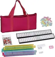 Mahjong Tile Set - Classic Mahjong Board Game Sets,Complete Portable Mah Jongg Play with Rulers Dices for Home Learning Women Playing Seniors Adults