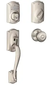 Schlage FE365-CAM-GEO Nickel Camelot Electronic Handleset With Georgian Knob