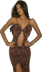 [Pokn] Mob Wife Aesthetic Leopard Print Dress Bodycon Sexy Sheer Tulle Dresses Outfits Y2K Dress