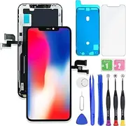 HXAQGP for iPhone X/10 LCD Display FHD Screen Replacement 3D Touch Digitizer Frame Full Assembly with Repair Tools Kit for 5.8 inch A1865, A1901, A1902, A1903+Waterproof Adhesive+Screen Protector
