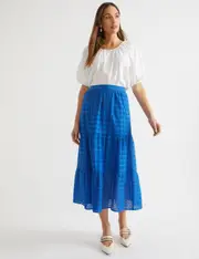 Katies Schiffli Tiered Midi Skirt