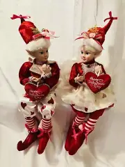 Valentines Fairy elf shelf sitter Doll posable tabletop decor Set Of 2