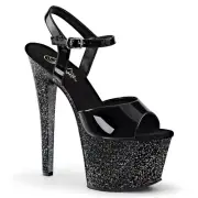 Pleaser Sky-309MG Exotic Pole Dancing Shoes, Ankle Strap 7" Platform Sandal. BLK