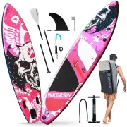 [US Direct] WKERSIY Inflatable Stand Up Paddleboard Surfing Board 6 In-ch Surfboard Surf Set with Paddleboard Surf Fin C