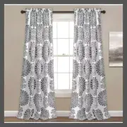 Set of 2 (84"x52") Evelyn Medallion Rod Pocket Light Filtering Window Curtain