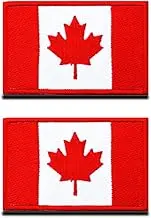 2 Pack Tactical Canada Flag Embroidered Patches - 3.15"x 2" Canadian Maple Leaf Flag Military Uniform Sew On Emblem Patch - Loop & Hook Fasteners Attach to Tactical Backpack, Garment & Gears