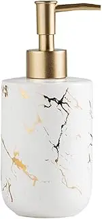 Soap Dispenser， Soap Dispenser Bathroom Bathroom Ceramic Soap Dispenser Hand Bottle Golden Marble Texture Matte Metal Surface Spring Pump Head Kitch