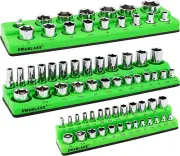 SWANLAKE Magnetic Socket Organizer Set, 3-Piece SAE Socket Holder Set Includes
