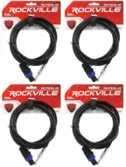 4 Rockville RCTS1610 10' 16 AWG 1/4" TS to Speakon Pro Speaker Cable 100% Copper
