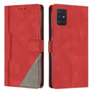Clasp Case with Flip Wallet Stand Function Cover for Samsung M51 /F62 /M62 - Red