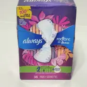 Always Radiant Size 2 Heavy Flow Pads With FlexFoam, Light Clean Scent 36ct