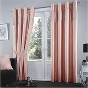 Shiny Stripe Door Curtains for Living Room, Ring Top Window Panels with Matching Tie Backs, 66 X 72, Blush Pink