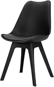 Artiss Dining Chairs Set of 4 Padded Retro Replica Eames Kitchen Chair Esright Nursing Seat Reading Seating Home Living Room Bedroom Cafe Office Furniture, Faux Leather Black
