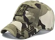 Unisex Camouflage Cotton Baseball Cap Breathable Sun Protection Large Visor Cap Wide Brim Sports Cap for Outdoor Sports Cycling Camping Fishing Hunting Travel Beach Tennis Hippop Street Dance