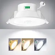 ALUSSO LIGHTING LED Recessed Ceiling Light with Motion Sensor, 12W 90-100mm Cutout 3000K Warm/4000K Neutral/6500K Cool White Selectable Downlight, IP44 Waterproof for Balcony Corridor Entrance