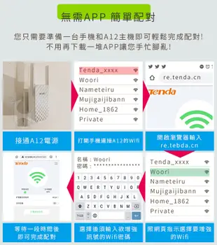 騰達 A12 Wifi增強器 家用路由器 無線WiFi訊號延伸增強器 信號中繼 網路增強【原廠認證】 (7.5折)