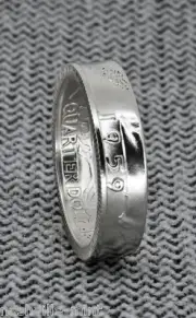 1950-1959 90% Silver Proof US Quarter Coin Ring Wedding Band Birthday Gift