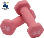 Neoprene Coated Dumbbell Hand Weight Set, 0.5Kg / 1Lbs, Pink - Set of 2