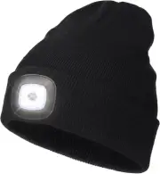 LED Beanie Hat with Light,Unisex 4 LED USB Rechargeable Headlamp Knitted Cap ...