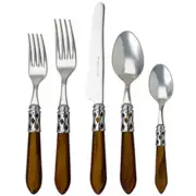 Vietri Bugatti Italy Aladdin Brown 5 Place Setting, ALD-9800BN