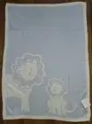 Pottery Barn kids Baby Blanket Lion Blue & White Light Weight Cotton New