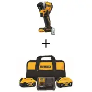 DEWALT Impact Driver 1/4" 20V MAX Cordless Brushless + 6.0Ah/4.0Ah Starter Kit
