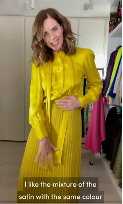 ZARA Trinny Yellow Shirt with Tie Satin Finish BNWTsize M ref. 4437/040