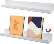 2pcs Whiteboard Magnetic Bookshelf, Magnetic Book Holder Whiteboard Floating Book Shelf Book Rack for Whiteboard Classroom Office (White)