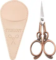 Small Precision Scissor, Small Embroidery Scissors with PU Leather Sheath Sewing