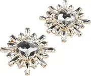 [Veemoon] 2pcs Detachable Rhinestone Flower Shoe Clips Decorative Wedding Footwear Accessories Sparkling Charms for Bridal Shoes Chic Clip Jewelry for Parties and Special Occasions
