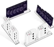 4 Pcs Clear Acrylic Playing Card Holders Playing Card Racks with Dual Grooves Base for Tabletop Use, Game Card Holder for Seniors Adults