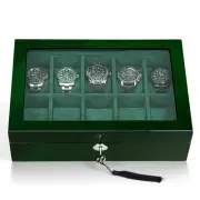 Watch Box for Men 10 Watches Storage Organizer Case, Smart Watch Display, Gre...