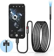 Endoscope Camera with Light,1080P HD Borescope with 6 LED Lights 9.8FT Semi-Rigid Snake Cabl,IP67 Waterproof Industrial Inspection Camera Compatible for Android,iPhone, iPad