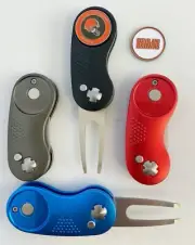 NFL 2 Prong Switchblade GOLF DIVOT REPAIR TOOL Blue + Ballmark CLEVELAND BROWNS