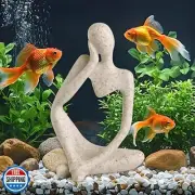 Fish Aquarium Decor Ornaments Sandstone Thinker Statue Minimalist Fish Tank D